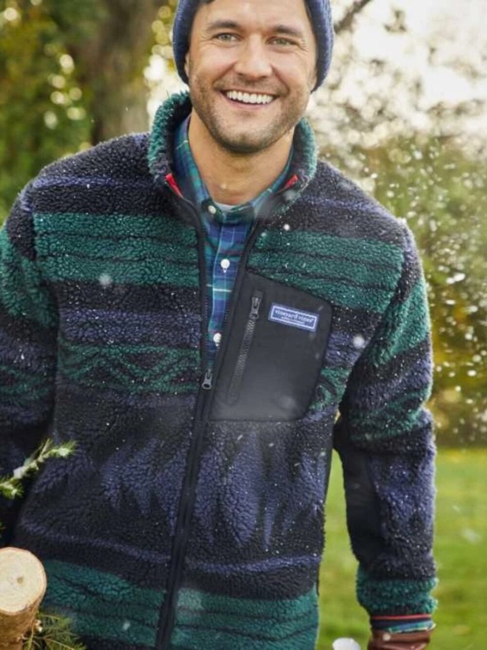 VINEYARD VINES Men's Sherpa Fleece Full-Zip Jacket Sz XS Tonal Nordic